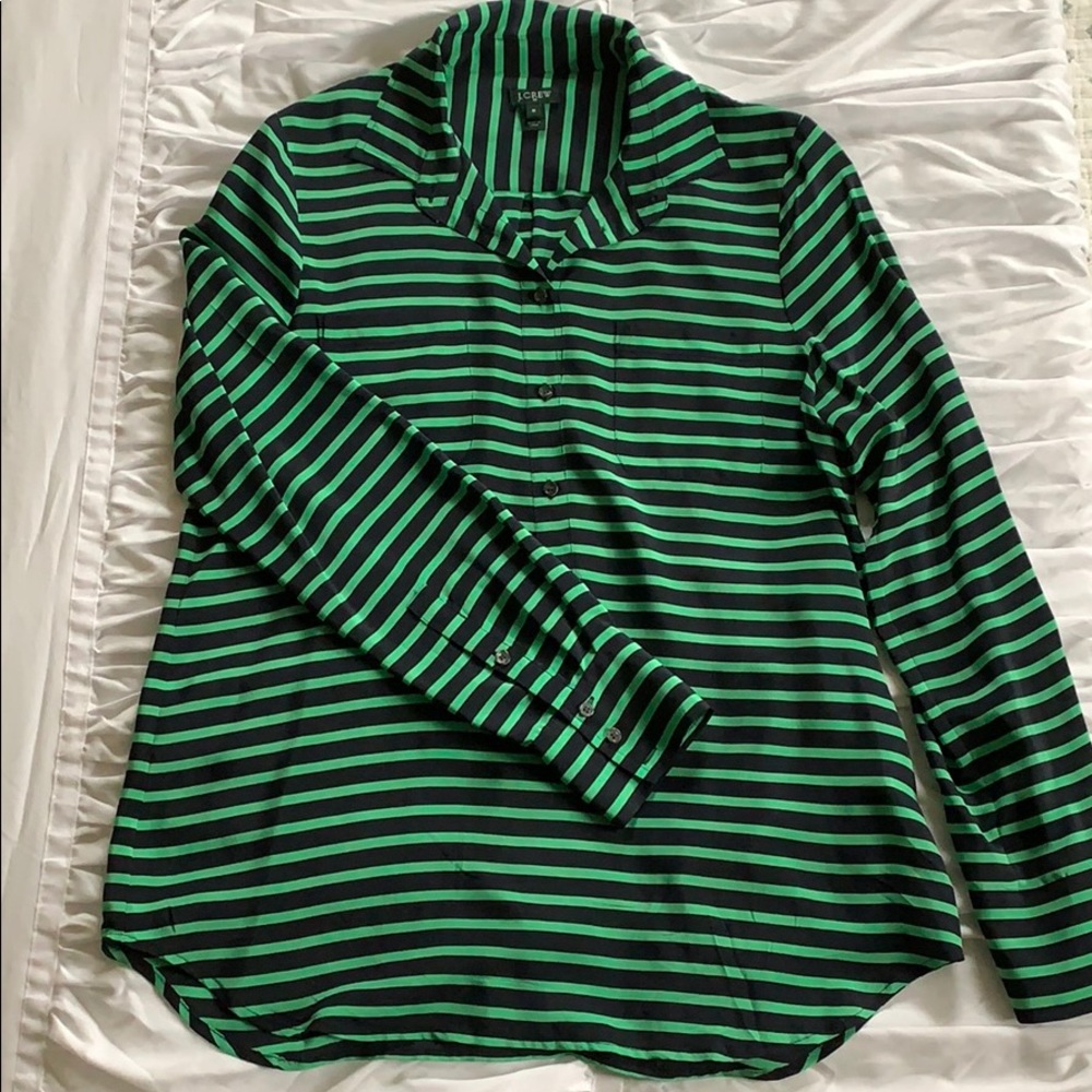 J. Crew Striped Silk Shirt